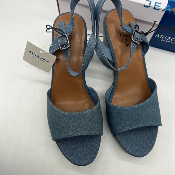 Arizona Jean Co Womens Heather Heeled Sandals Blue Denim Size 9.5M - Picture 3 of 15